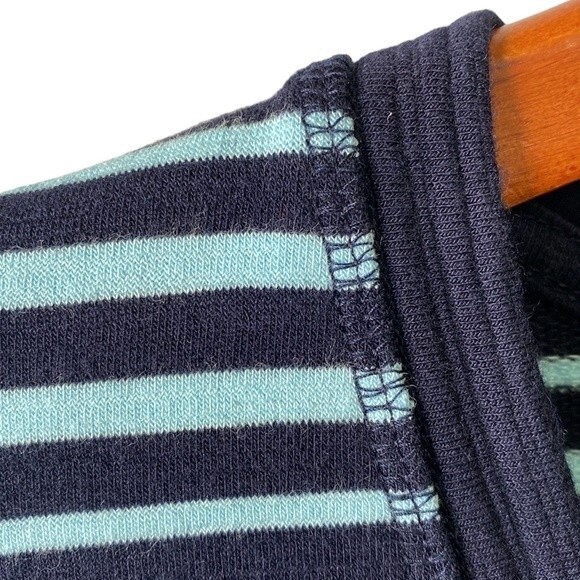 Talbots T by Talbots V-Neck Cotton Modal Stripe Dress Indigo/Gulf Stream Terry - Picture 6 of 16